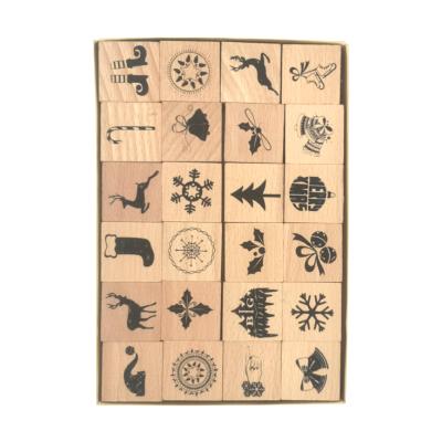 China Diy Christmas Deco Top Rubber Craft Wood Craft Stamp Handle Decoration Wooden Stamps for sale