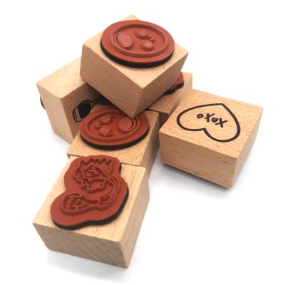 China Custom Rubber Wooden Stamps Children's Toy Good Quality Decorative Wood Rubber Stamps Cartoon Pattern DIY Gift Album Card Making Stationary for sale