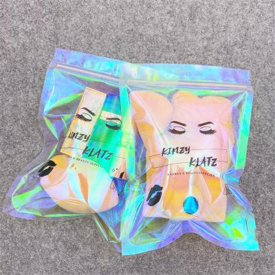 China Recyclable Custom Laser Pouch Mylar Hologram Rainbow Zipper Packaging Bag Printing Clear Packaging Bag In Plastic Bag for sale