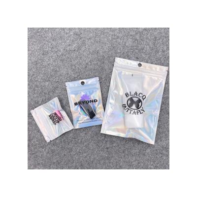 China Recyclable Custom Printed Foil Pouch Plastic Holographic Makeup Packaging Ziplock Mylar Laser Bag for sale