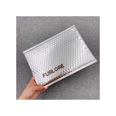 China Custom Logo Print Stock Aluminized Foil Cosmetic Gold Bubble Mailer Metallic Bubble Wraps for sale