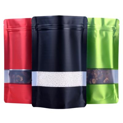 China Custom Printing Recyclable Stock Bag Matte Stand Up Pouch Plastic Packaging Bag With Window for sale