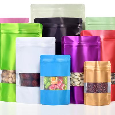 China Custom Printing Recyclable Stock Bag Matte Stand Up Pouch Plastic Packaging Bag With Window for sale