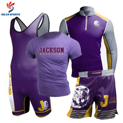 China Custom Singlet Suit Weightlifting Camouflage Sportswear Printing Game Sublimation Wrestling Wrestling Singlets for sale