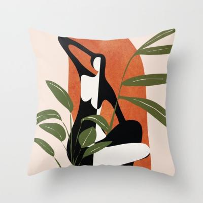 China Geometric Home Sofa Cushion Magnetic Modern Simple Nordic Abstract Portrait Pillow Cover for sale