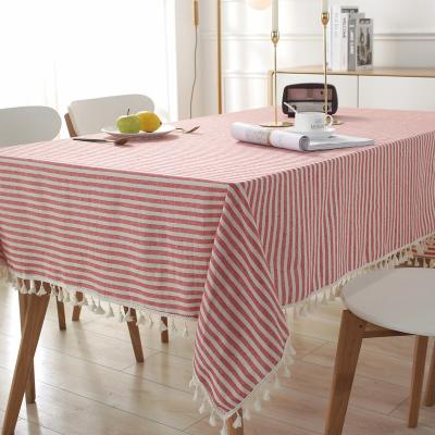 China Nordic modern pastoral Buffalo Mediterranean tablecloth waterproof with tassel cotton canvas wrinkle free custom antifading tablecloths for sale