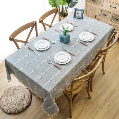 China Factory Outlet American Pastoral Style Rectangular Embroidered Cotton Linen Wrinkle Free Antifading Table Cloths Waterproof for sale