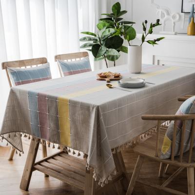 China Farmhouse Waterproof Tablecloth Products Amazon Tassel Lace Oil Proof Quilting Tablecloth With Tassel For Banquet Kitchen for sale