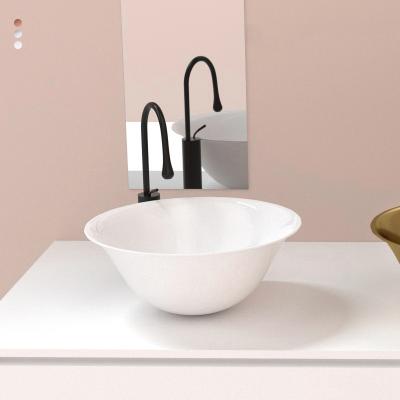 China Wholesale Modern Bathroom Washroom Countertop Wash Basin Face Hand Sink White Round Deep Ceramic Bathroom Sink Bowl for sale