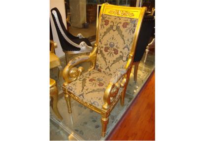 China Royal Luxury Vintage Style Upholstered Armchair Solid Wooden Frame for sale