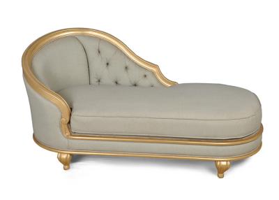 China Fabric Upholstery Chaise Lounge Sofa Golden Solid Wood Frame for sale