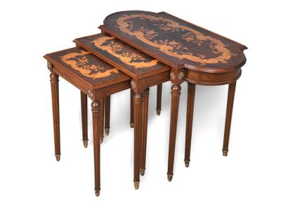 China India Style Carved Dark Wooden Console Table Delicate Painting for sale