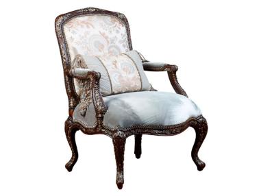 China Hotel 5 Star Oak Wood Fabric Armchair Carved Frame Fireproof for sale