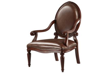 China Round Back Upholstered Armchair Hotel Black Painting With Leather for sale