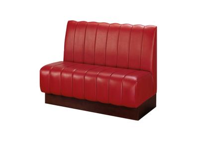 China Upholstered Red Genuine Leather Restaurant Booth Seating Furniture for sale