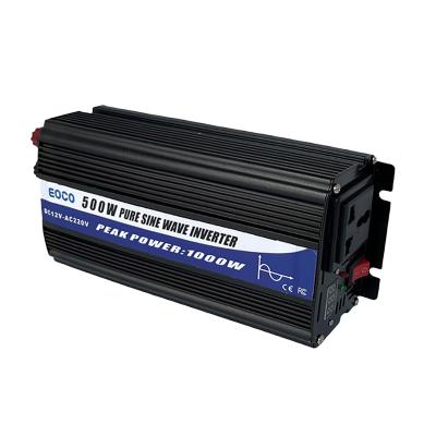 China Factory Sale Aluminum CE FCC Certified 12v to110v 220v 230v Car Power Inverter 500W with USB LED Screen 500w Pure Sine Wave Inverter for sale