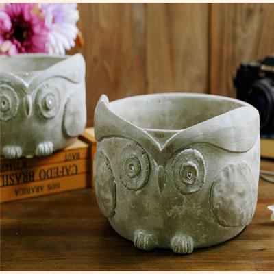 China Cement Emulational Owl Flowerpot Family Decoration Ceramic Flower Pot for sale