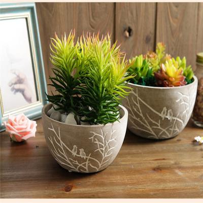 China Desktop ceramic antique decoration family flowerpot sculpture ceramic flowerpot for sale