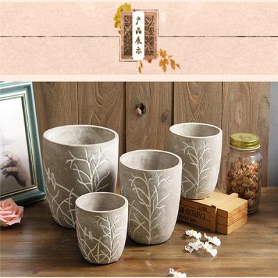 China Cement Emulational Sculpture Flowerpot Family Decoration Ceramic Flower Pot for sale