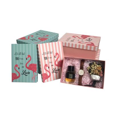 China Recyclable flamingo three piece rectangular gift box, flower gift box, soap flower box for sale