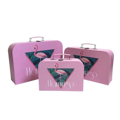 China Flamingo Flower Recyclable Gift Suitcase Handheld Gift Box for sale