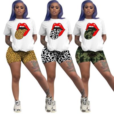 China QUICK DRY Cute 2 Piece Set Women Biker Shorts Women Plus Size Sportswear Shorts Sets Womens Biker Shorts Set for sale