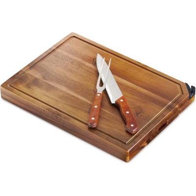 China JSY new arrival custom tablas de madera acacia cutting board tabla de tagliere legno cortar in sustainable acacia wood with knife sharpener for sale