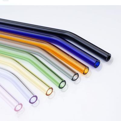 China 2021 Reusable Amazon Glass Custom Color Success Viable Straw Supplier Glass Drinking Straws With Logo for sale