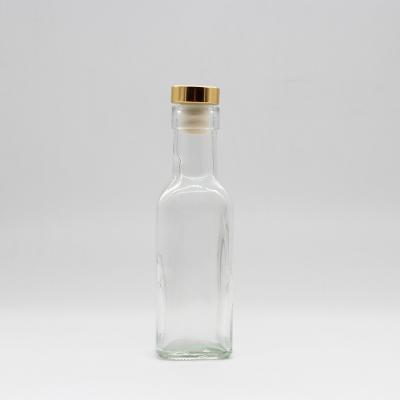 China Miniature Square Shape 180ml Glass Bottle Liquor Wine Liquor Bottle Mini Small Sample Juice Beverage Drink Bottle With Cork for sale