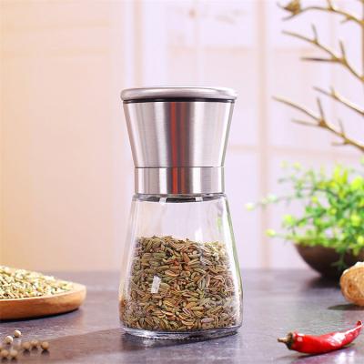 China Wholesale Cheap Recyclable 180ml Spice Bottles Glass Apothecary Jar Spice Jar With Grinder Spice Bottles for sale