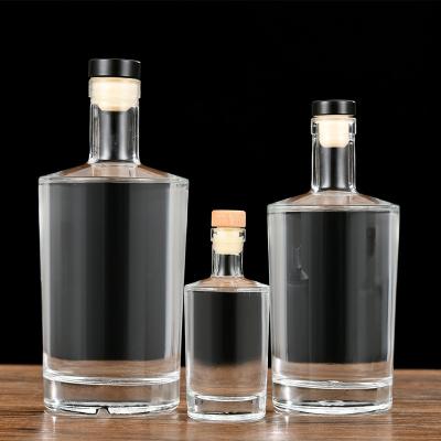 China Wholesale 100ml 500ml 750ml Wine Glass Vodka Bottle Cheap Whiskey Sealed Bottle With Cork Stopper in Xuzhou for sale