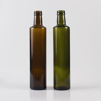 China Food China Factory Sell High Quality Empty Green Amber Color Glass Olive Bottle Round Shape Customize LOGO Service Wholesale for sale