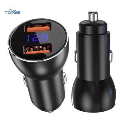 China UniversalÂ   Mini Dual Ports Tooya 60W Digital Display Car Charger For APPLE2.4A PE2.0 PE1.1 BC1.2 Multi-port Mini Car Fast Charging Adapter for sale