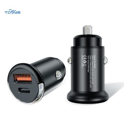 China UniversalÂ   Tooya 48W Type C USB Pull Ring Alloy Mini Car Charger Cart Dual Ports Quick Charging Adapter Fast Multi-port Mini Car for sale