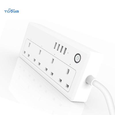 China UniversalÂ   Hot Selling Tooya Lifetime Ports Countdown Timer Smart Wifi Timer UK Style Power Strip Socket 13A 4AC+4USB Smart Socket for sale