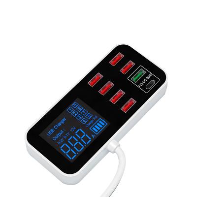 China UniversalÂ   Tooya Steckdose USB QC3.0 8 Ultra-thin Portable Ultra-thin 8 Chip LED Digital Display Left Fast Charging Charger Tooya PD 5V1.5A for sale