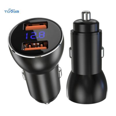 China UniversalÂ   Tooya 60W QC3.0 QC2.0 Mini Digital Display Fast Charging Dual Port Fast Charger For iPhone 11 XR Xs X Max 8 Plus Car Charger for sale