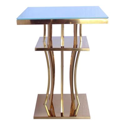 중국 Optional Color Glass Top Bar Table Stainless Steel Gold Bar Furniture 판매용