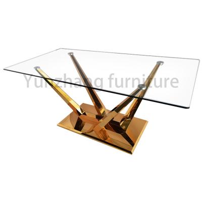 中国 Stainless Steel Gold Wedding Banquet Tables With Glass Weight Capacity 300lbs 販売のため