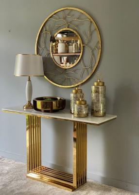 中国 Metal Entryway Hallway Console Table Multipurpose Marble Top Gold Ornate 販売のため