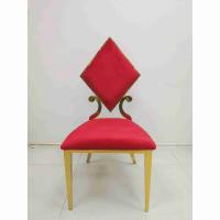 China Prismatic Poker Wedding Banquet Chair Red Color Stainless Steel Frame for sale