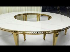 Wedding stainless steel gold rock plate ring table accommodating 20 or more people