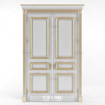 China American Luxury Fire Protection Villa Double Double Doors Exterior Residential Front Door Front Entry With Gold Trim for sale