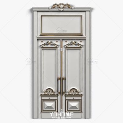 China Fire Protection Italian Luxury Design Double Swing Doors Exterior Residential Exterior Wooden Front Entry Double Door for sale