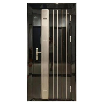 China Modern Korean Style Security Door Stainless Steel Entry Door High Glossy Stainless Steel Door for sale