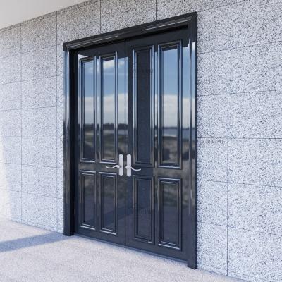 China Black Narrow Double Door Polish Front Double Door Design Doors Wooden Turkish Luxury Bulletproof Security Anti Thief Double Door for sale