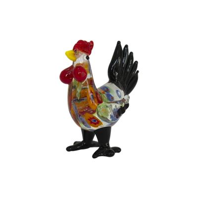 China Glass rooster hanging small glass ornaments 2021 new design solid color glass for home decoration for sale