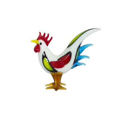 China Holiday Glass Handmade Decoration Solid Color Christmas Rooster Glass Ornaments for sale