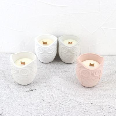 China Unique New Design Owl Shape Empty Concrete Candle Jar for for sale