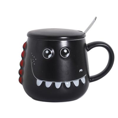 China Viable Creative 3D Dinosaur Coffee Water Cup Ceramic Mug With Lid for sale